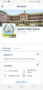 School Profile on Appifax mobile view
